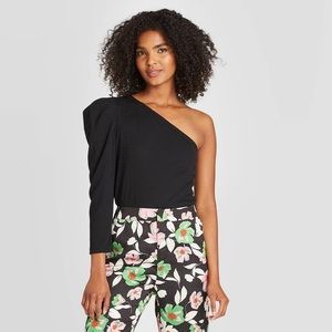Who What Wear One Shoulder Puff Sleeve Top